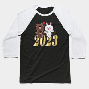 Brown Bear Cony Bunny Rabbit New Year 2023 Baseball T-Shirt